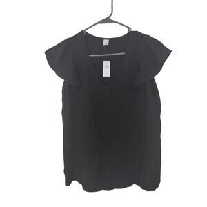 Old Navy Flutter Sleeve Blouse Black Small Lightweight Classic Business Causal